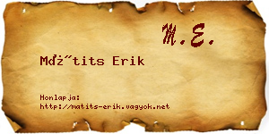 Mátits Erik névjegykártya