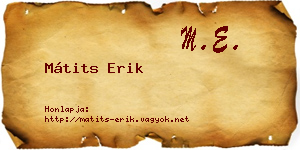 Mátits Erik névjegykártya